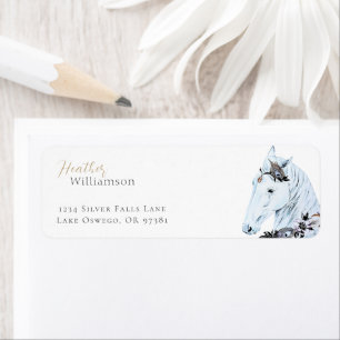Watercolor Majestic Jewel Embellished White Horse