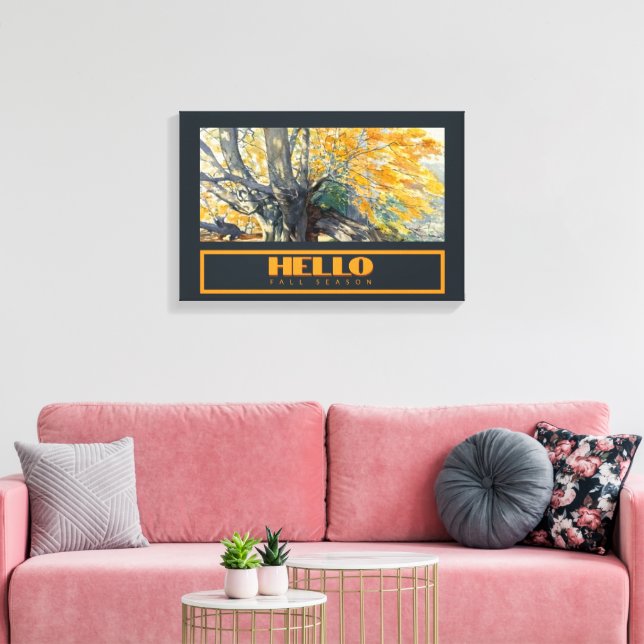 Watercolor Majestic Oak Tree In Fall  Canvas Print (Insitu(LivingRoom))