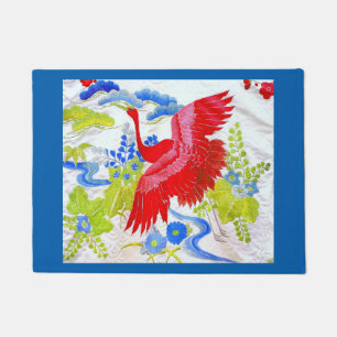 Watercolor Majestic Swan in Clouds Wings Spread  Doormat