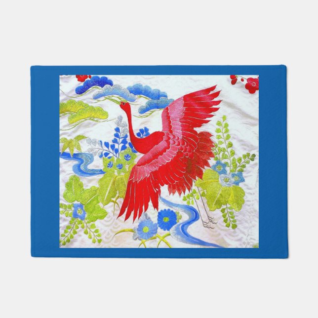 Watercolor Majestic Swan in Clouds Wings Spread  Doormat (Front)