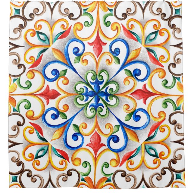 Watercolor majolica ornament (Front)