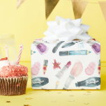 Watercolor Make Up Wrapping Paper<br><div class="desc">Beautiful make up watercolor illustrations pattern that can be personalized with a name or any text of your choice.</div>