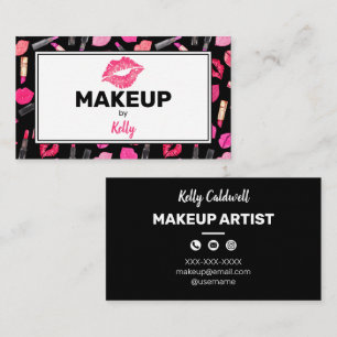 Watercolor Makeup Artist Glam Gold Pink Business C Business Card
