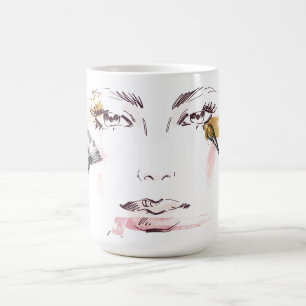 Watercolor Makeup Face Coffee Mug