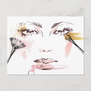 Watercolor Makeup Face Postcard