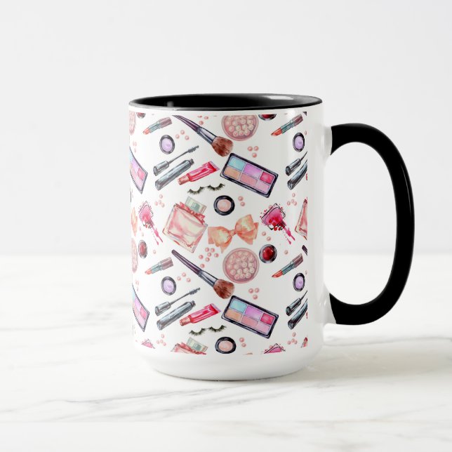 Watercolor Makeup Pattern Mug (Right)