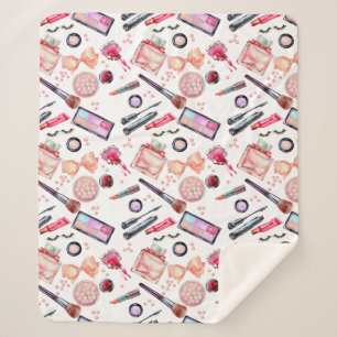 Watercolor Makeup Pattern Sherpa Blanket