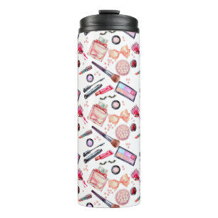 Watercolor Makeup Pattern Thermal Tumbler