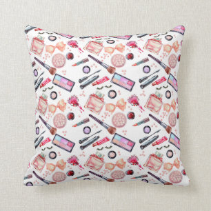 Watercolor Makeup Pattern Throw Pillow