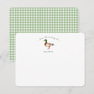 Watercolor Mallard Duck Baby Thank You card