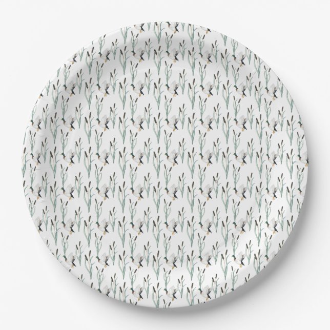 Watercolor Mallard Duck Paper Plates (Front)