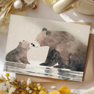 Watercolor Mama Bear& Cub Cute Mother's Day  Postcard