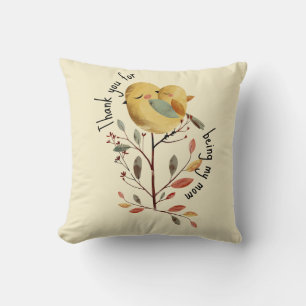 Watercolor Mama Bird Illustration Mother's Day Throw Pillow