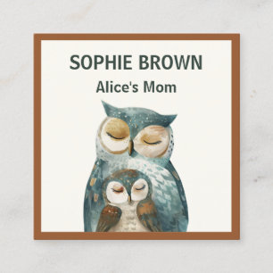 Watercolor Mama Owl& Owlet Mommy Calling Card