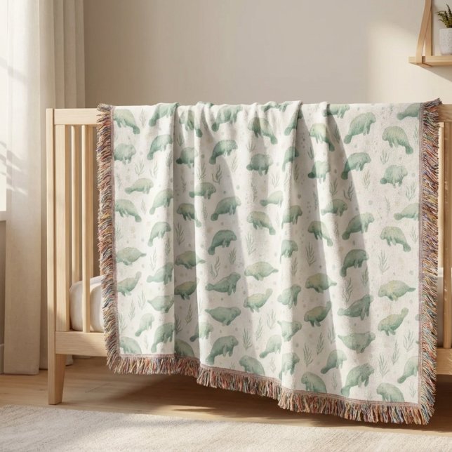 Watercolor Manatee Nursery Blanket (Watercolor Manatee Nursery Blanket)