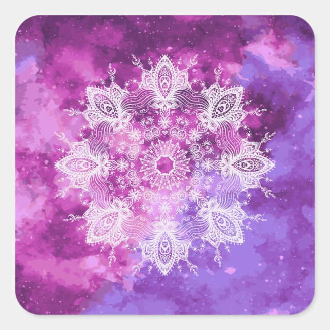 Watercolor Mandala Galaxy Mehndi Square Sticker (Front)