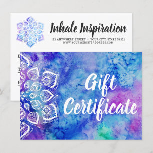 Watercolor Mandala Holistic Gift Certificate Card