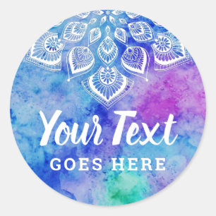 Watercolor Mandala Metaphysical Spiritual Yoga Classic Round Sticker