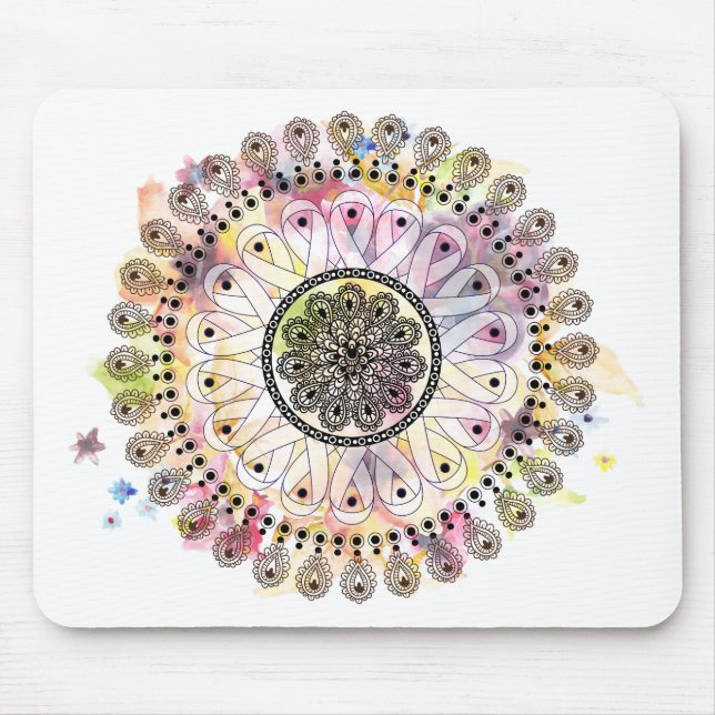Watercolor Mandala Mouse Pad (Front)