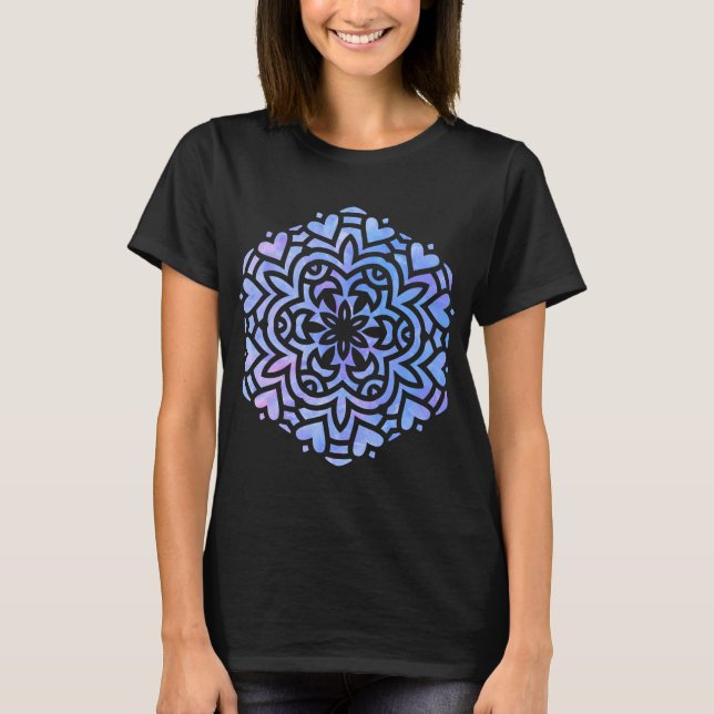 Watercolor Mandala Purple and Blue T-Shirt (Front)