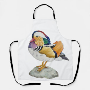 Watercolor Mandarin Duck Apron
