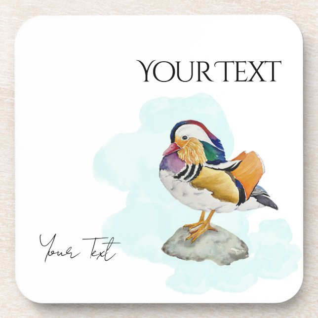 Watercolor Mandarin Duck Coaster (Front)