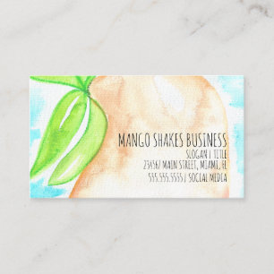 Watercolor Mango Hand Painted Smoothie Shakes  Business Card