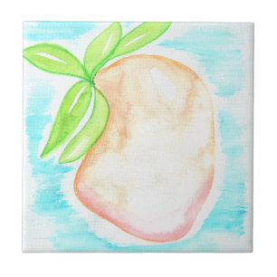 Watercolor Mango Hand Painted Tropical Kitchen Tile