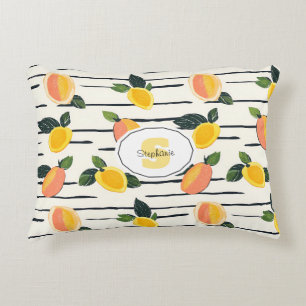 Watercolor Mango Pattern with Green Leaves (2) Accent Pillow
