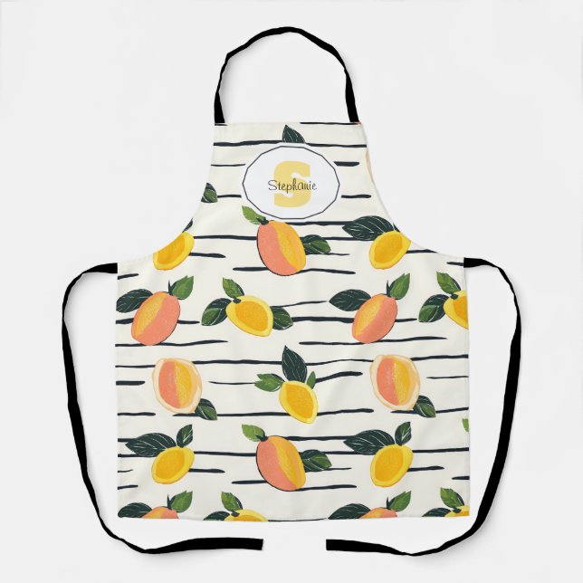 Watercolor Mango Pattern with Green Leaves (2) Apron (Front)