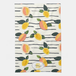 Watercolor Mango Pattern with Green Leaves (2) Kitchen Towel