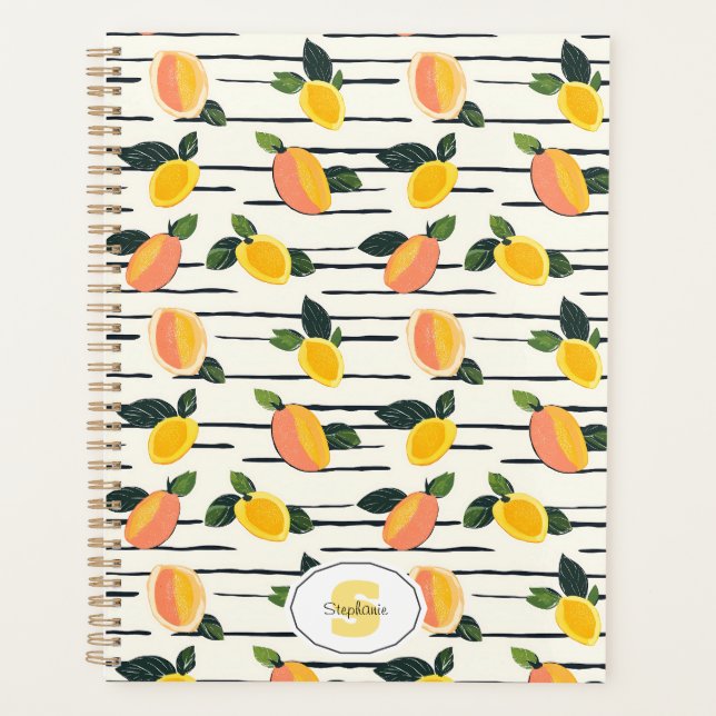 Watercolor Mango Pattern with Green Leaves (2) Planner (Front)