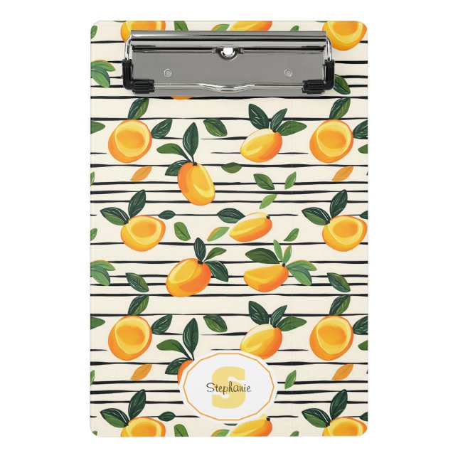 Watercolor Mango Pattern with Green Leaves Mini Clipboard (Front)