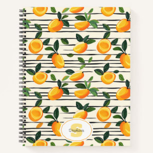 Watercolor Mango Pattern with Green Leaves Notebook