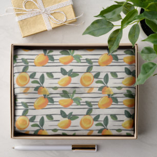 Watercolor Mango Pattern with Green Leaves Tissue Paper
