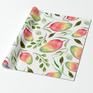 Watercolor Mangoes   Pattern   Fruit Wrapping Paper