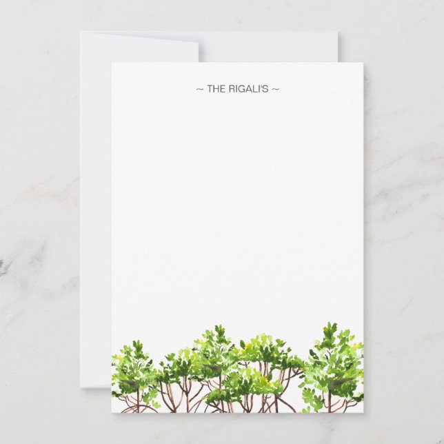 Watercolor Mangroves Personalized Stationery Card (Front)