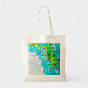 Watercolor Map of Florida Tote Bag
