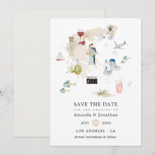 Watercolor Map of Greece Destination Wedding Save The Date