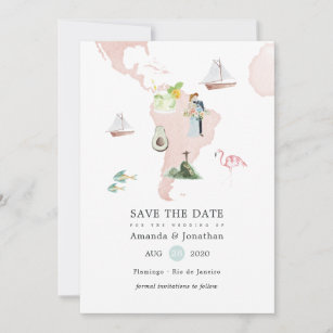 Watercolor Map of Rio Destination Wedding Save The Date
