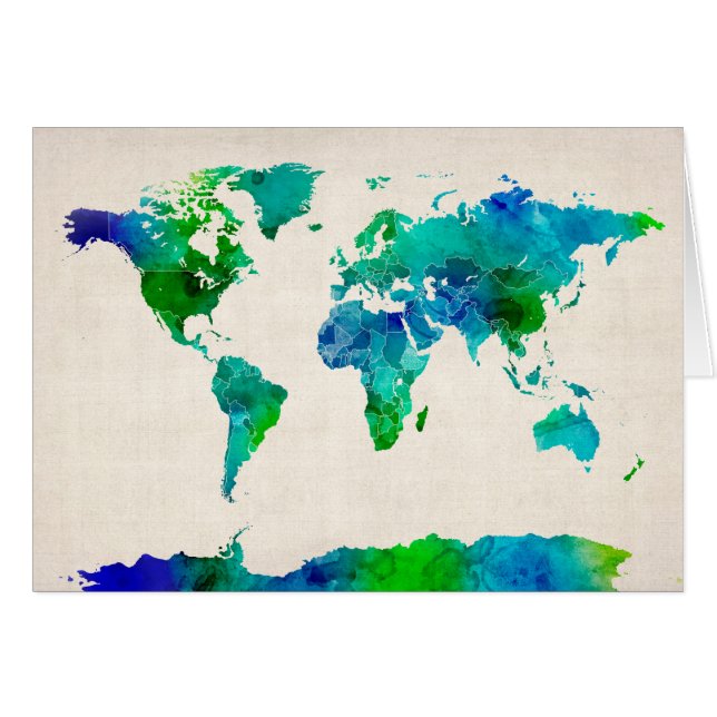 Watercolor Map of the World Map (Front Horizontal)