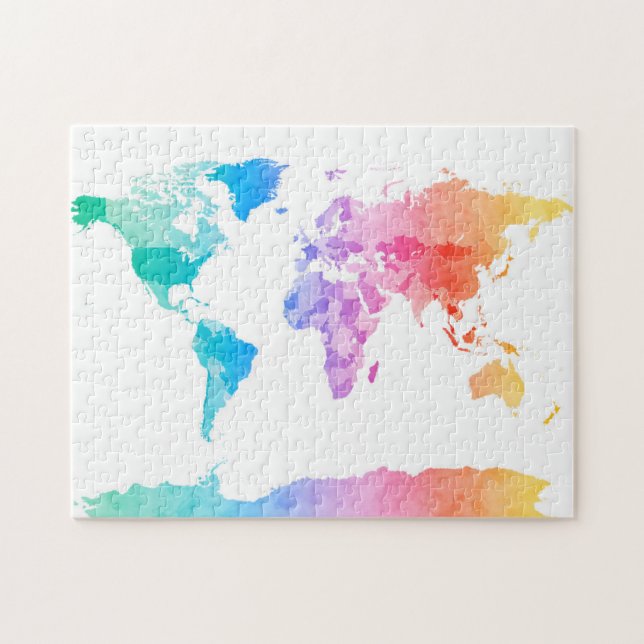 Watercolor Map of the World Map Jigsaw Puzzle (Horizontal)
