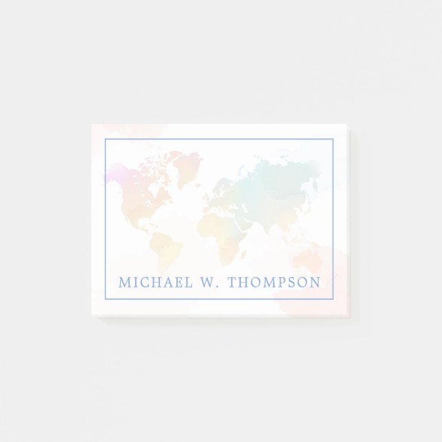 Watercolor Map Post-it Notes (Front)
