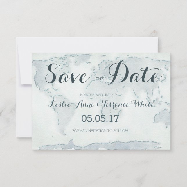 Watercolor map Save the Date (Front)