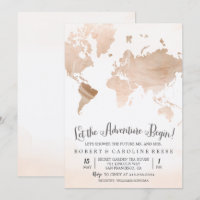 Watercolor Map Travel Couples Shower Invitation