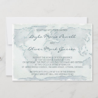 Watercolor map wedding invitation