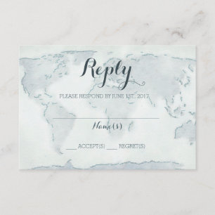 Watercolor map wedding reply card
