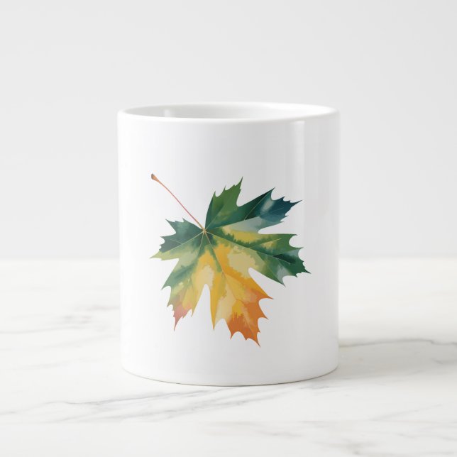 Watercolor Maple Leaf Customisable Throw Pillow  Large Coffee Mug (Front)