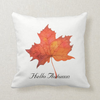 Watercolor Maple Leaf Throw Pillow