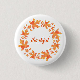 Watercolor Maple Leaves Wreath 1 Inch Round Button